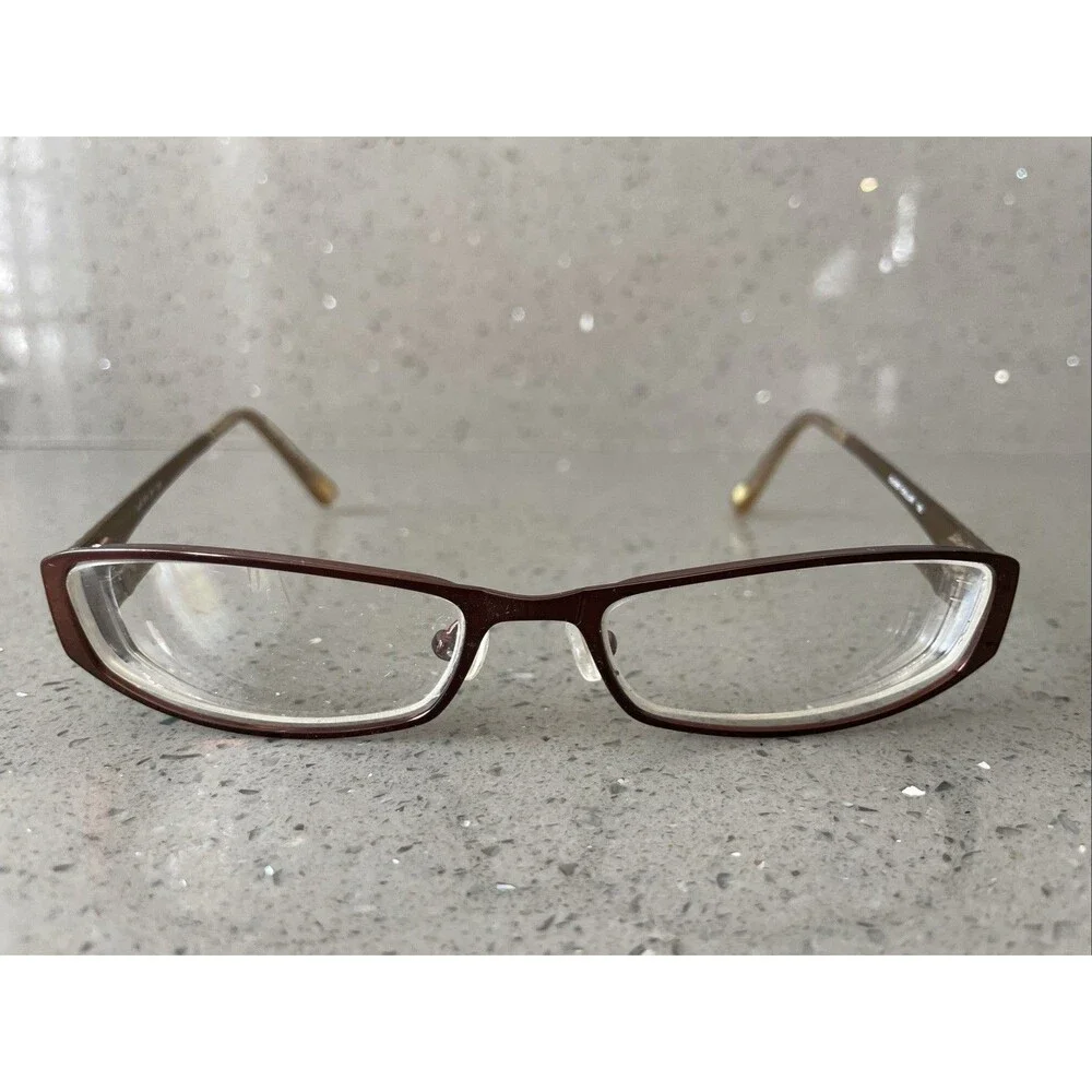 Silver Dollar Eyeglasses Frames Cafe 374 #1 Bronze brown Rectangle 52-17-135